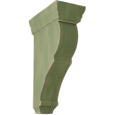 EKENA MILLWORK 2"W x 4 1/2"D x 8"H Small Rojas Wood Vintage Decor Corbel, Restoration Green CORWD02X04X08RJGR